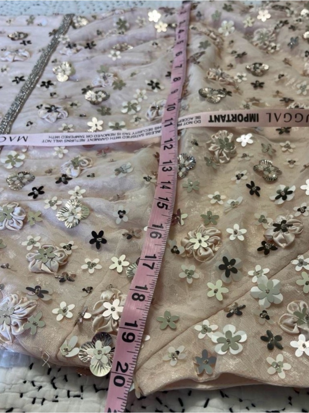 Mac Duggal Ivory Sequin Floral Midi Dress - Picture 5 of 8